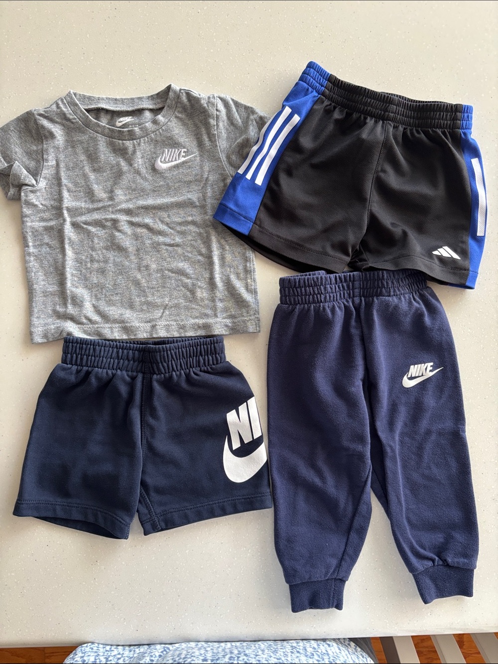 Nike Kids Tee, shorts, joggers and Adidas Active shorts
